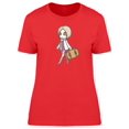 thumbnail image 1 of Woman With A Suitcase Cartoon T-Shirt Women -Image by Shutterstock, Female Medium, 1 of 2