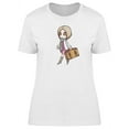 thumbnail image 1 of Woman With A Suitcase Cartoon T-Shirt Women -Image by Shutterstock, Female Small, 1 of 2