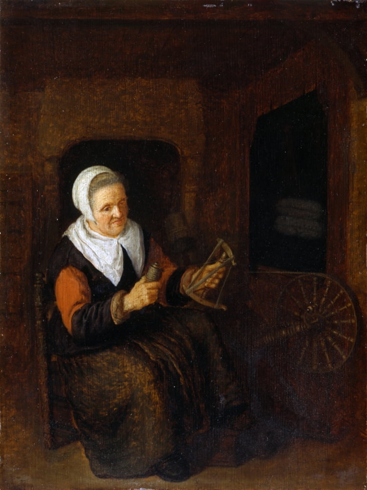 Woman With A Wool-Winder Canvas Art - (24 x 36)