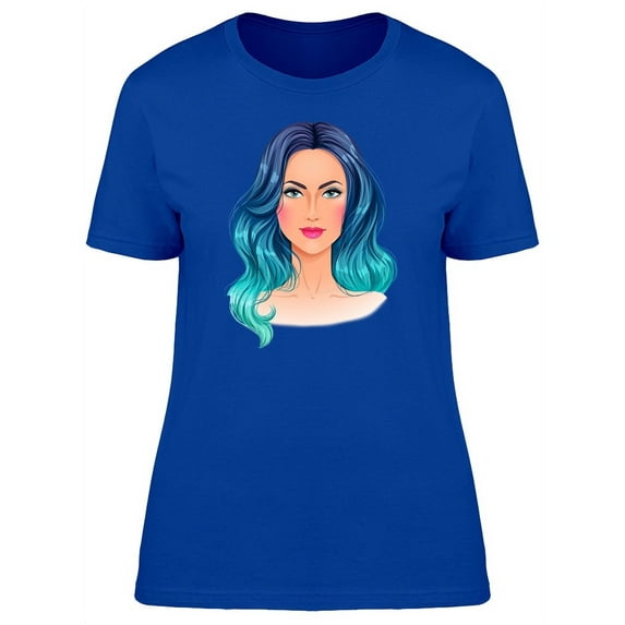 Woman With Blue Gradient Hair T-Shirt Women -Image by Shutterstock, Female Medium