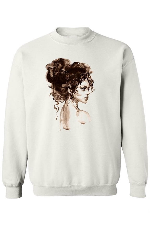 Woman With Curly Hair Paint Sweatshirt Women -Image by Shutterstock, Female 4X-Large