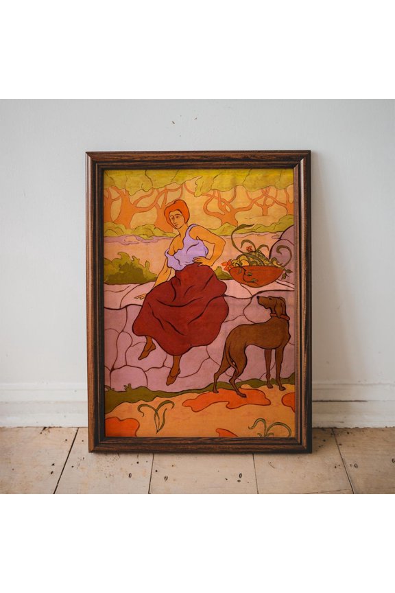 Woman With Dog By Paul Ranson, Fine Art Wall Decor, Famous Painter , French, Vintage , Art Nouveau , Dog Lover Unframed Paper Print