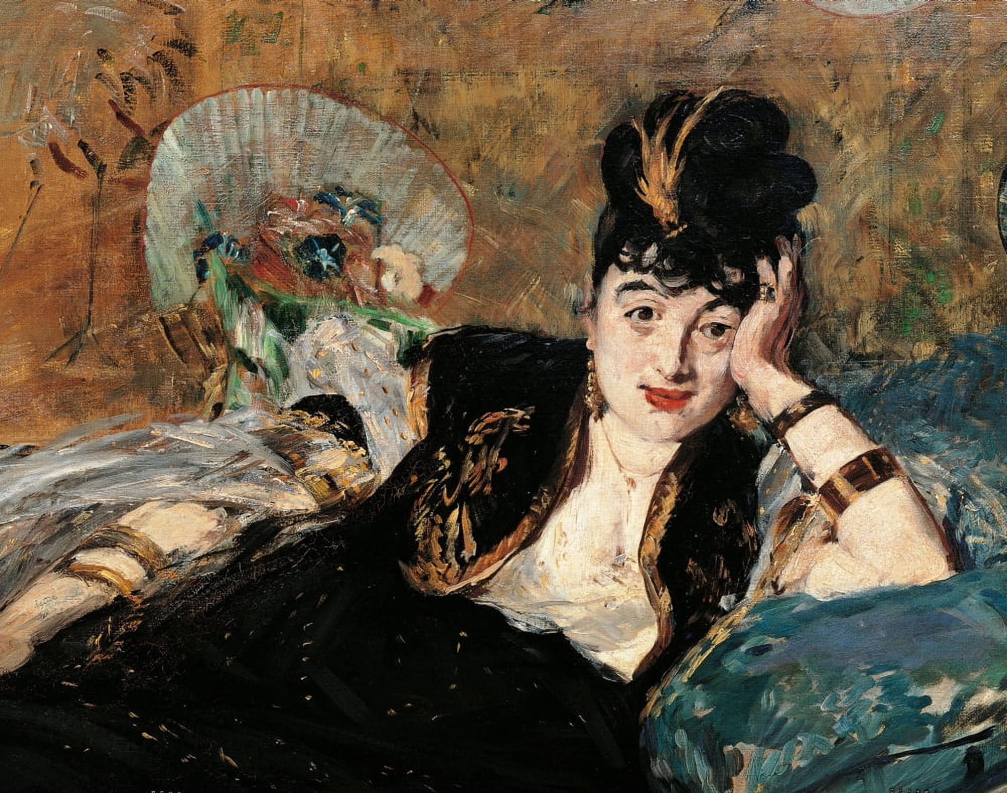 Woman With Fans (Nina De Callias) Canvas Art - (24 x 18)