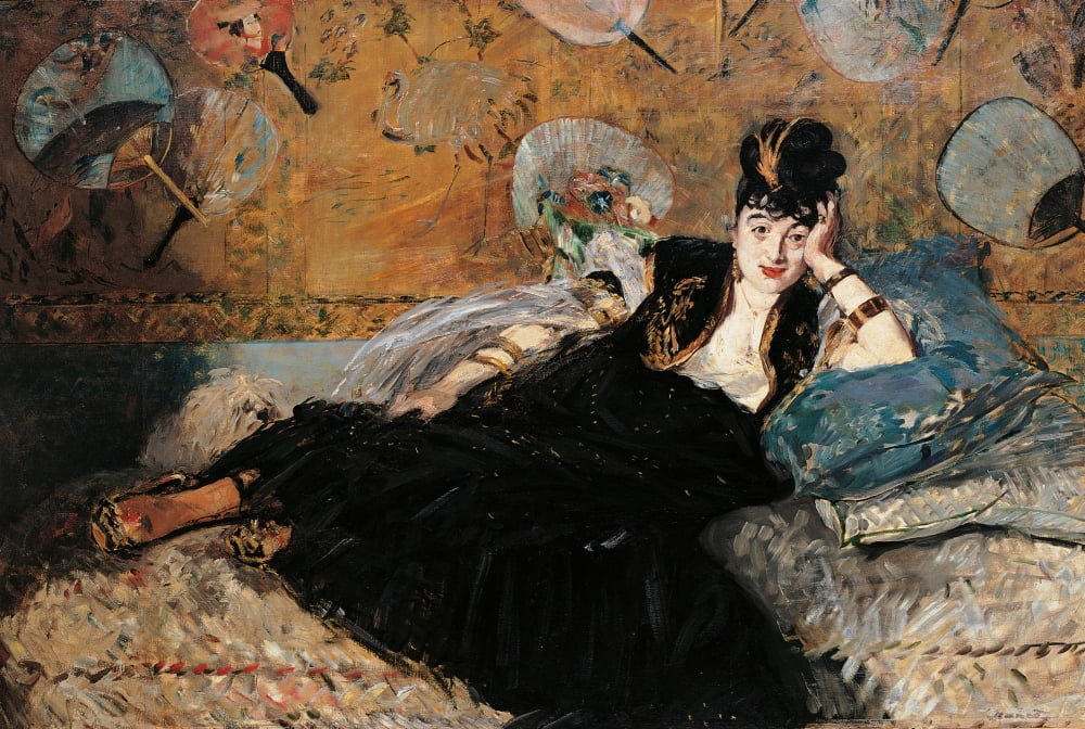 Woman With Fans (Nina De Callias) Canvas Art -  (36 x 24)