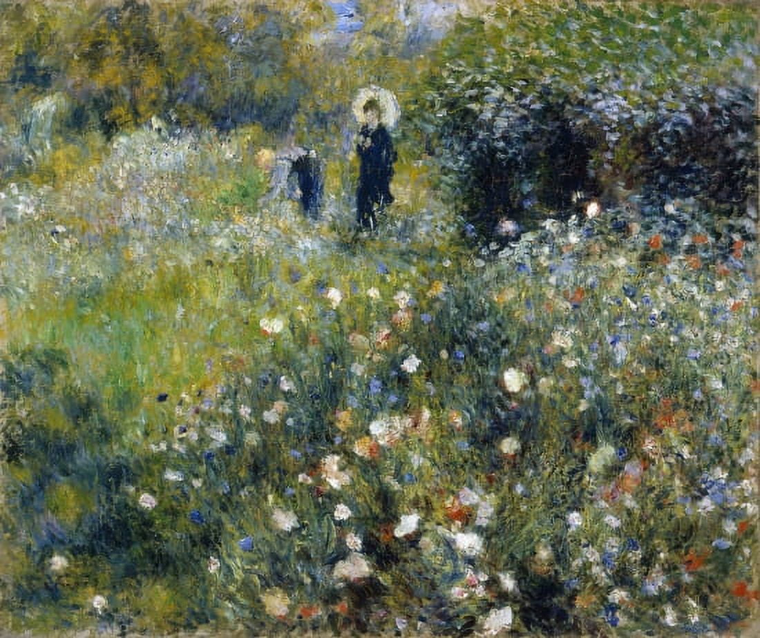 Woman With Parasole In A Garden Canvas Art - Pierre Auguste Renoir (24 x 36)