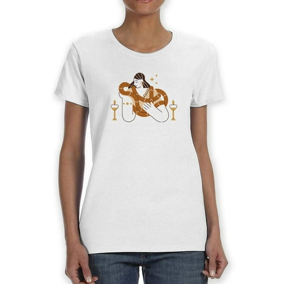 Woman With Pet Snake Shaped T-Shirt Women -Image by Shutterstock, Female 3X-Large