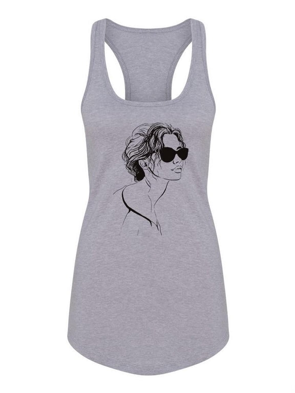 Woman With Sunglasses Racerback Tank Women -Image by Shutterstock, Female Medium