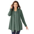 thumbnail image 1 of Woman Within Plus Size 2-Fer Cardigan & Attached Lace Tunic, 1 of 6