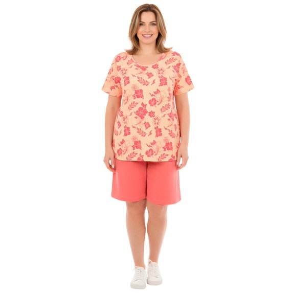 Woman Within Plus Size 2-Piece Knit Tee And Short Set
