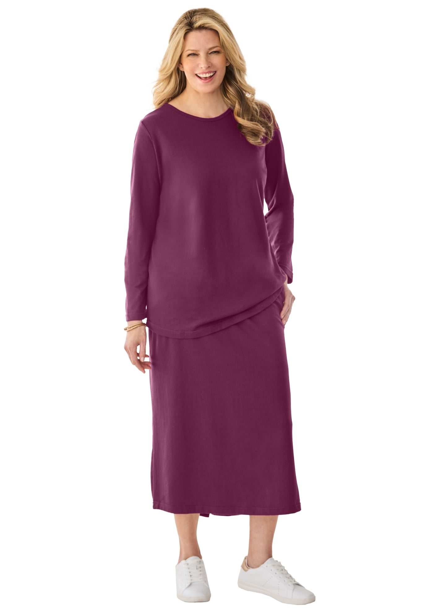 Jupe Sport Full Beauty - Imprimé Floral Violet Et Gris, Taille Plus 26/28