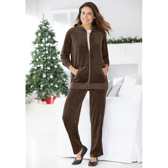 Woman Within Plus Size 2-Piece Velour Hoodie Set