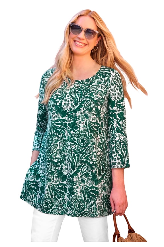 Plus Size 2-Pocket Swing Tunic