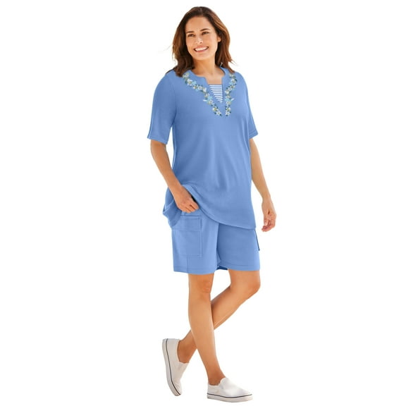 Woman Within Plus Size 7-Day Embroidered Layered-Look Tunic