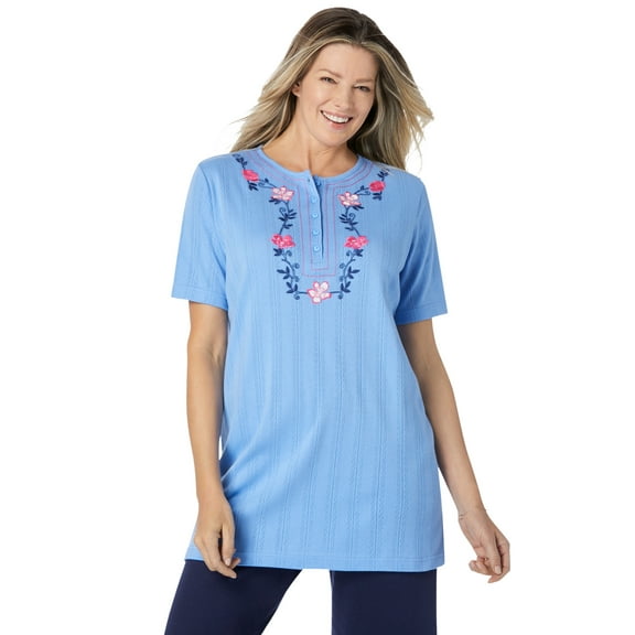 Woman Within Plus Size 7-Day Embroidered Pointelle Tunic
