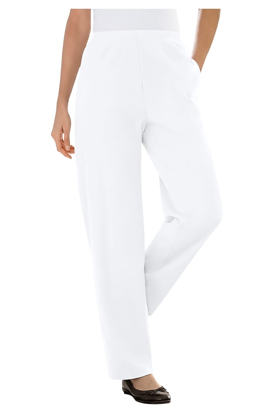 Plus Size 7-Day Knit Ribbed Straight-Leg Pull-On Pants