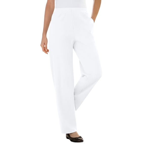 Woman Within Plus Size 7-Day Knit Ribbed Straight-Leg Pull-On Pants