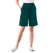 Woman Within Plus Size 7-Day Straight-Leg Elastic-Waist Stretchy Knit Short