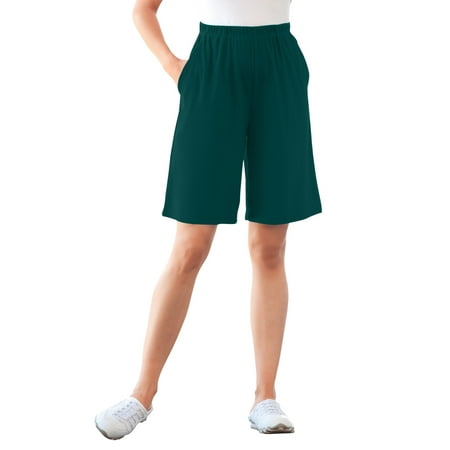 Woman Within Plus Size 7-Day Straight-Leg Elastic-Waist Stretchy Knit Short