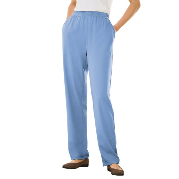 Woman Within Plus Size 7-Day Knit Straight Leg Pant Stretch Elastic Waist (Petite & Tall Available)