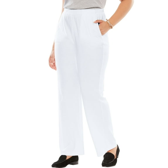 Woman Within Plus Size 7-Day Knit Wide-Leg Pull-On Pants