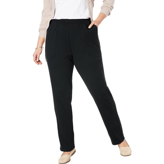 Woman Within Plus Size 7-Day Straight-Leg Elastic-Waist Stretchy Knit Pant