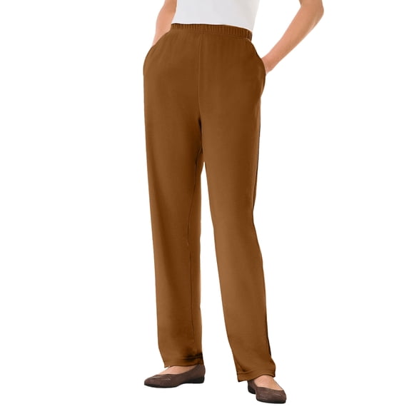 Woman Within Plus Size 7-Day Knit Straight Leg Pant Stretch Elastic Waist (Petite & Tall Available)