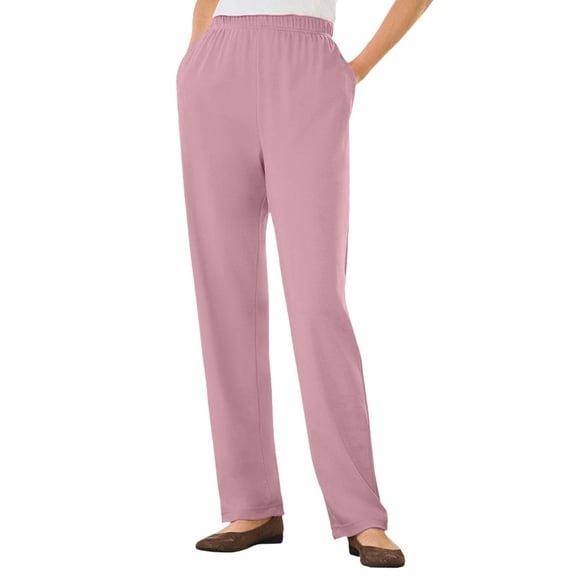 Woman Within Plus Size 7-Day Knit Straight Leg Pant Stretch Elastic Waist (Petite & Tall Available)