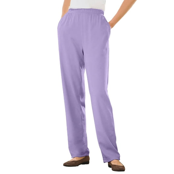 Woman Within Plus Size 7-Day Knit Straight Leg Pant Stretch Elastic Waist (Petite & Tall Available)