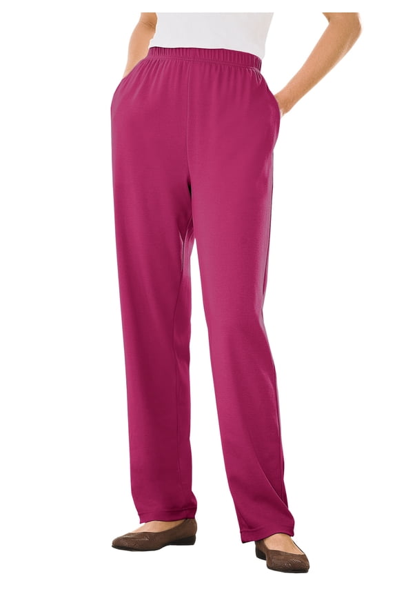 Plus Size Tall 7-Day Straight-Leg Elastic-Waist Stretchy Knit Pant