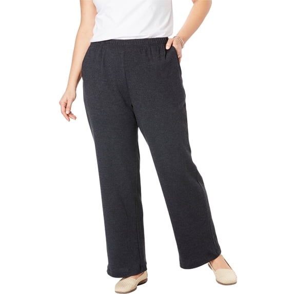 Woman Within Plus Size 7-Day Wide-Leg Elastic-Waist Stretchy Knit Pant