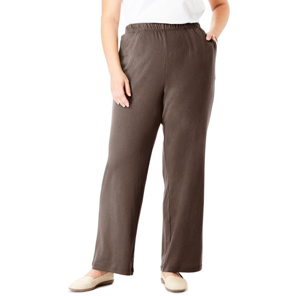 Woman Within Plus Size 7-Day Wide-Leg Elastic-Waist Stretchy Knit Pant