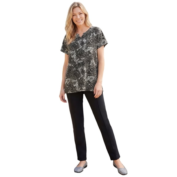 Woman Within Plus Size 7-Day Notch-Neck Tunic