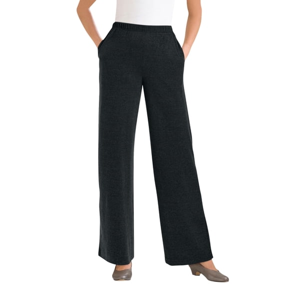 Woman Within Plus Size 7-Day Rib-Knit Wide-Leg Pull-On Pants