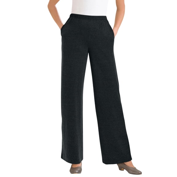 Woman Within Plus Size 7-Day Rib-Knit Wide-Leg Pull-On Pants