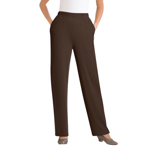 Woman Within Plus Size 7-Day Rib-Knit Wide-Leg Pull-On Pants