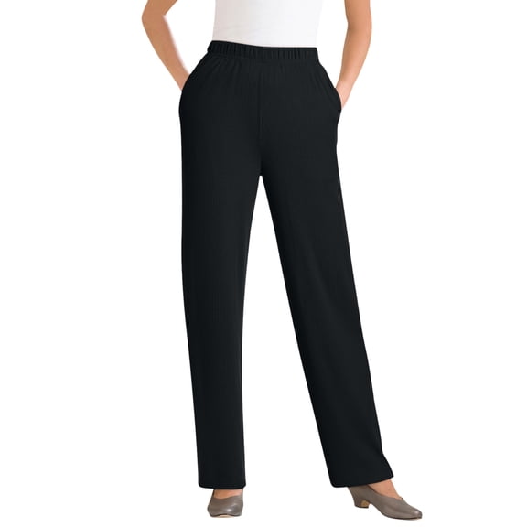 Woman Within Plus Size 7-Day Rib-Knit Wide-Leg Pull-On Pants