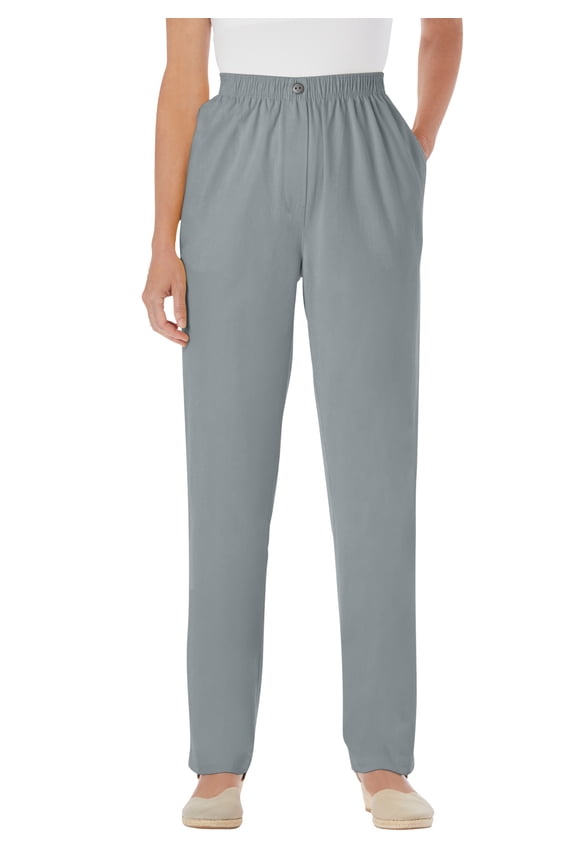 Plus Size Tall 7-Day Straight-Leg Elastic-Waist Cotton Denim Pant