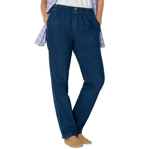 Woman Within Plus Size 7-Day Straight-Leg Elastic-Waist Denim Jean (Petite & Tall Available)