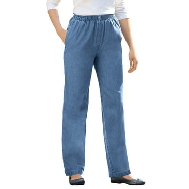 Woman Within Plus Size 7-Day Straight-Leg Elastic-Waist Denim Jean (Petite & Tall Available)
