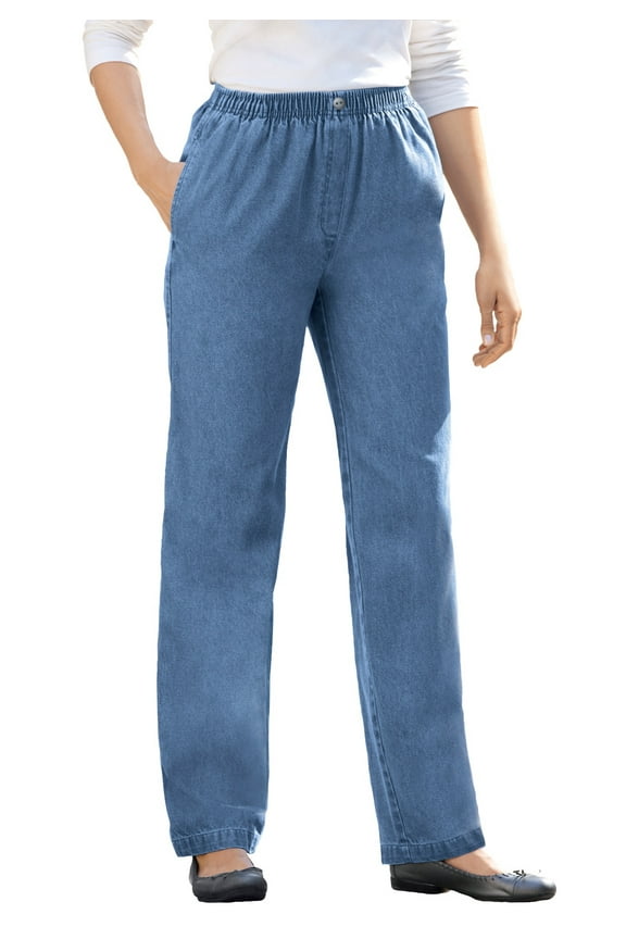 Plus Size 7-Day Straight-Leg Elastic-Waist Denim Jean (Petite & Tall Available)