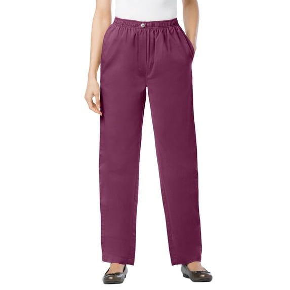 Woman Within Plus Size Tall 7-Day Straight-Leg Elastic-Waist Cotton Denim Pant
