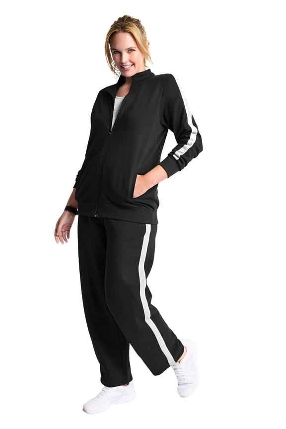 Plus Size Side Stripe French Terry Zip Jacket