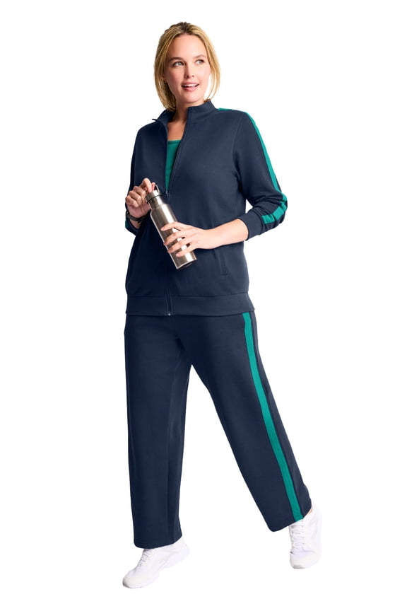 Plus Size Side Stripe French Terry Zip Jacket