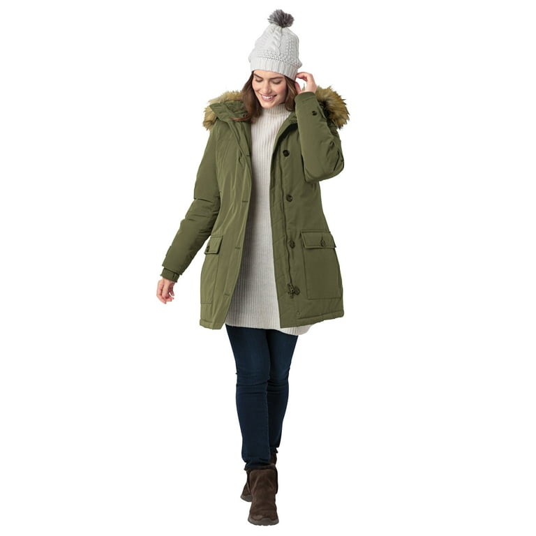 Woman Within Plus Size Arctic Parka Jacket & Hood 34 Long Down Blend  Winter Coat - 4X, Dark Olive Green
