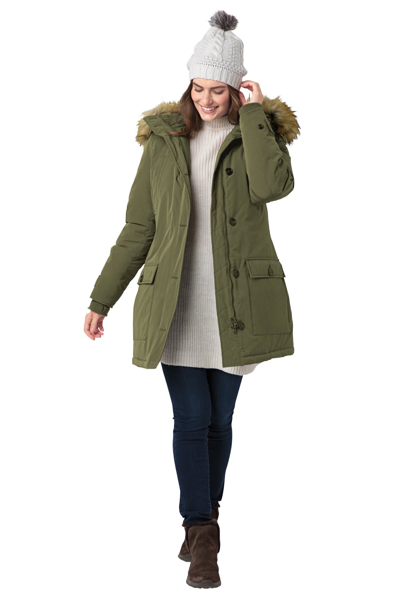 Woman Within Plus Size Arctic Parka Jacket Hood 34 Long Down Blend Winter Coat Walmart