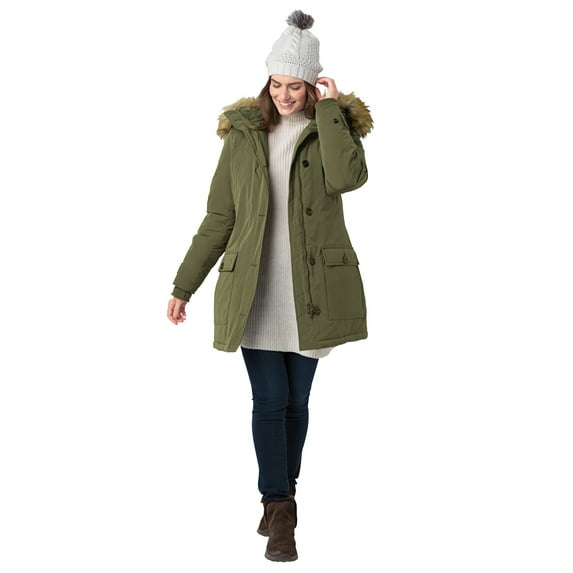Woman Within Plus Size Arctic Parka Jacket & Hood 34" Long Down Blend Winter Coat