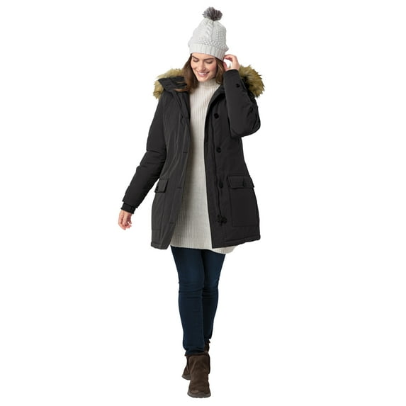 Woman Within Plus Size Arctic Parka Jacket & Hood 34" Long Down Blend Winter Coat