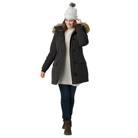 Woman Within Plus Size Arctic Parka Jacket & Hood 34" Long Down Blend Winter Coat