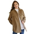 thumbnail image 1 of Woman Within Plus Size Berber Shirt Jacket Long Oversized Fuzzy Fleece Shacket, 1 of 5