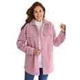 thumbnail image 1 of Woman Within Berber Shirt Jacket Long Oversized Fuzzy Fleece Shacket, 1 of 4